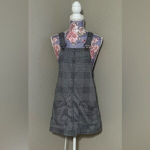 Black and White Checkered Juniors Pinafore Dress